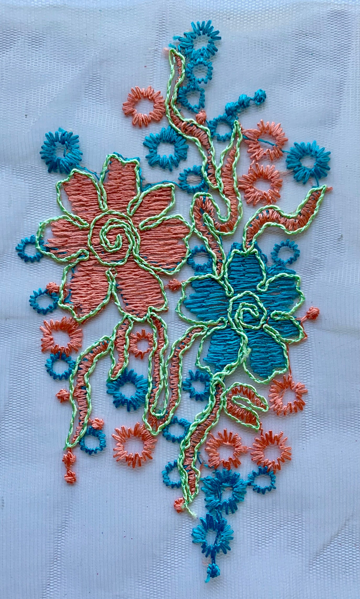 Turquoise and Apricot Applique - NLA#26