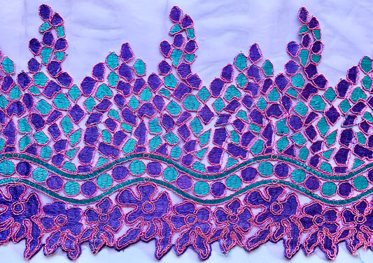Purple and Mint Lace Border Trim - LBT#43