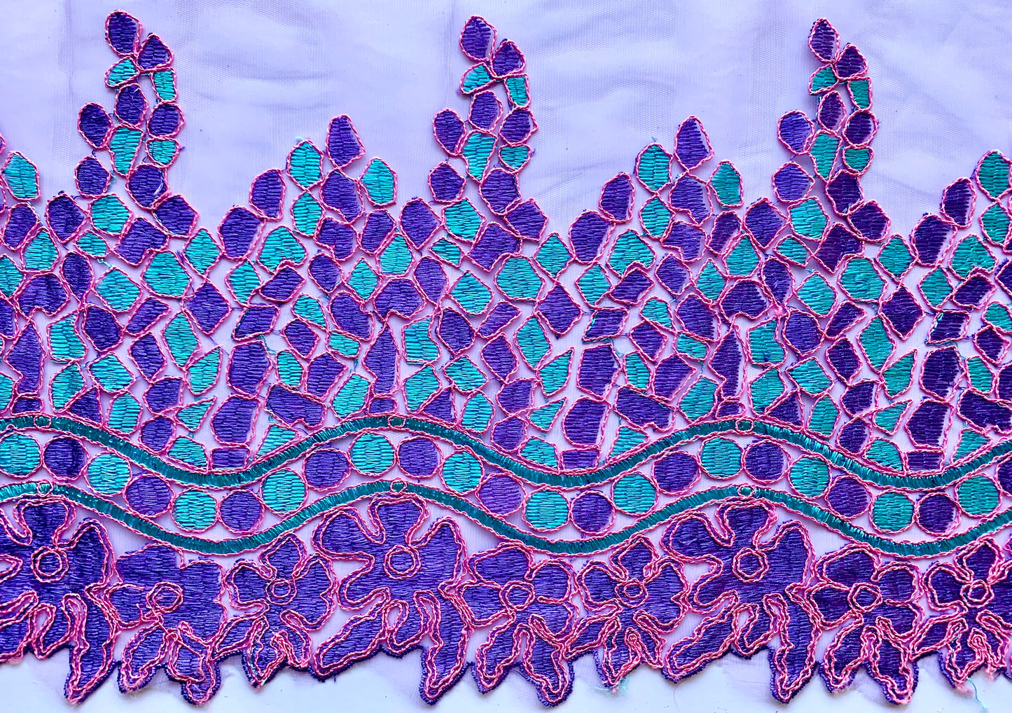 Purple and Mint Lace Border Trim - LBT#43