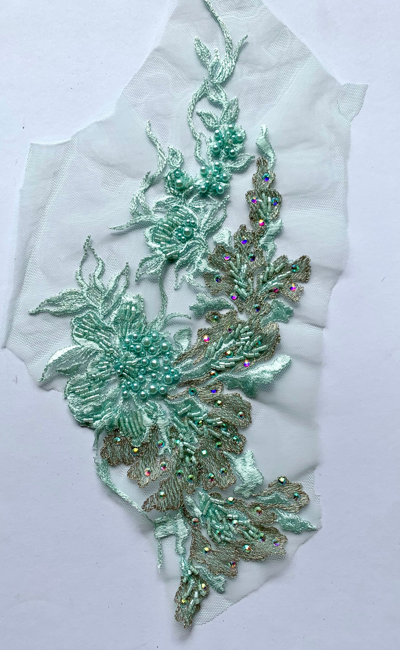 Pale Mint Beaded Applique - #4 - NBL#32