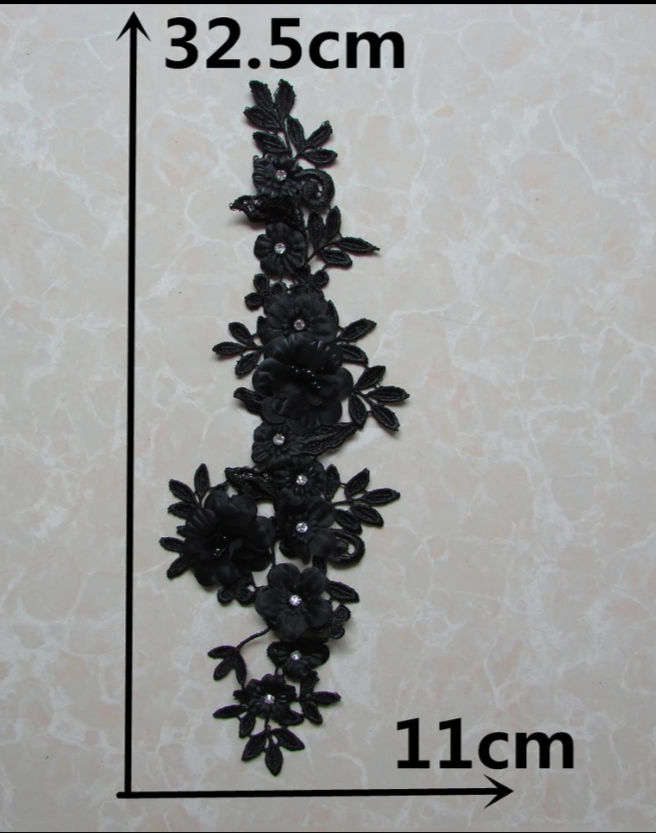 Black  3D Flowers