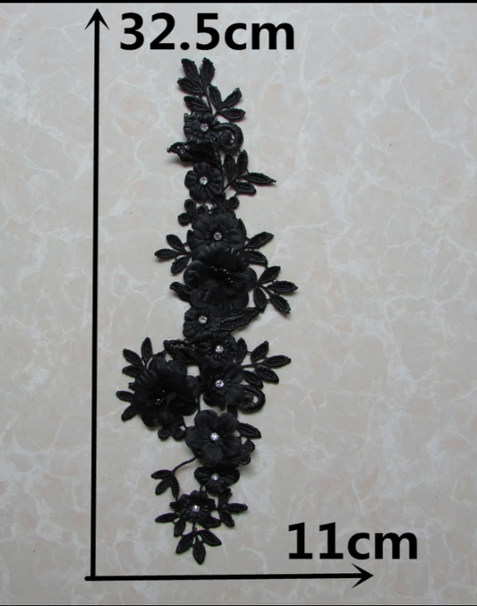 3D Black Flowers #5 SML - 3D#76