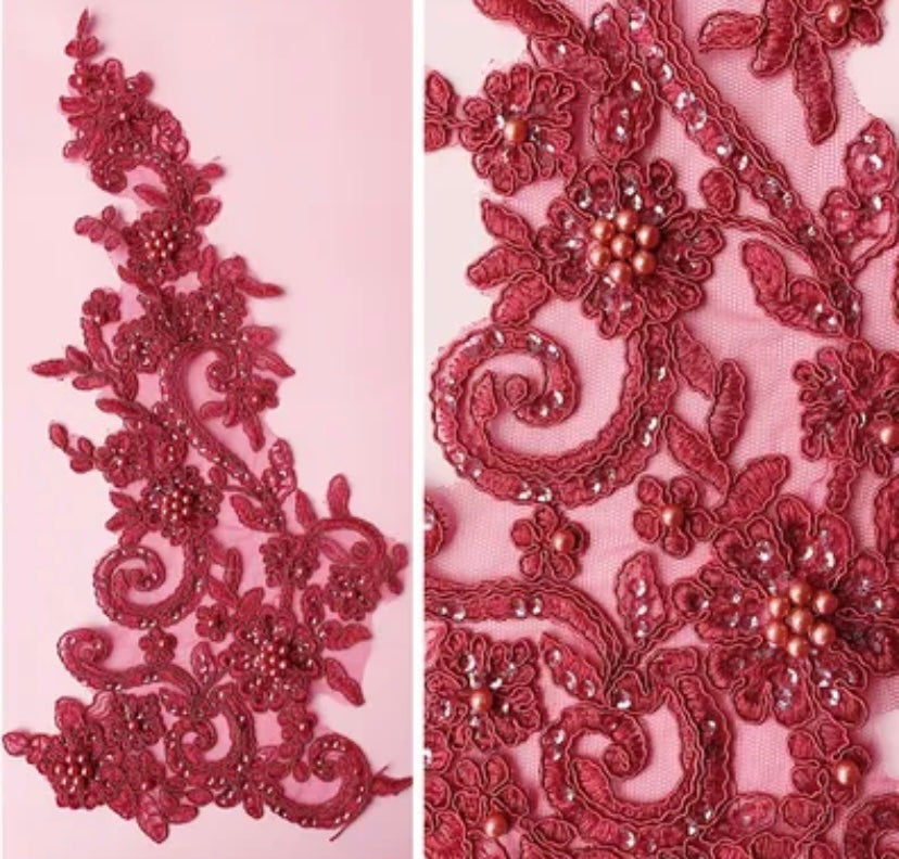 Sequins and Pearls Lace Applique - Large -6 Colours