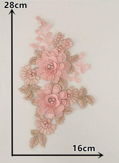 Delicate 3D Flowers with Gold thread-Med - 5 Colours