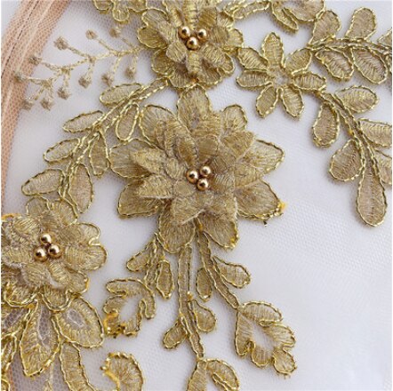 3D Flowers with Gold Trim - Med - 7 Colours
