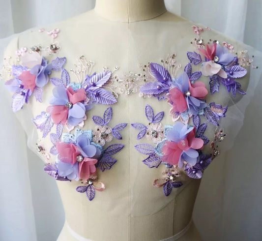 Medium Romantic Flowers Lilac - 3D29#