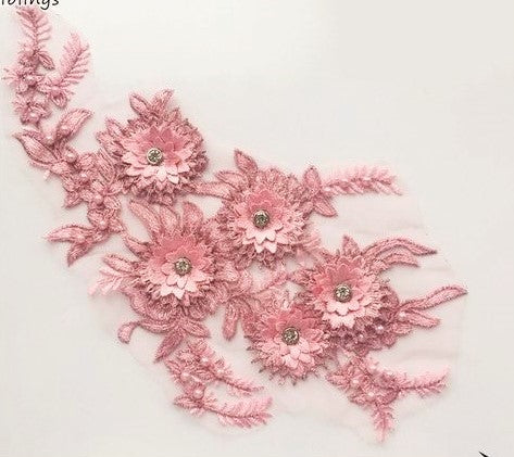 Medium 3D Metallic Flowers Pink - 3D#51
