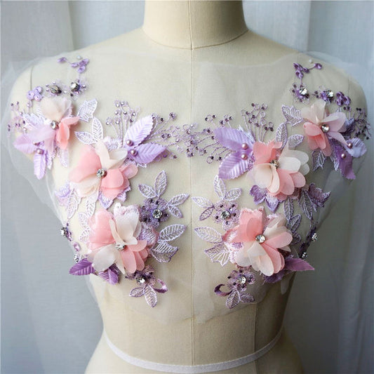 Medium Romantic Flowers Pale Lilac - 3D#30