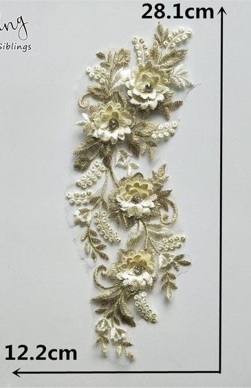Medium 3D Metallic Small Flowers - 3D# - 5 Colours