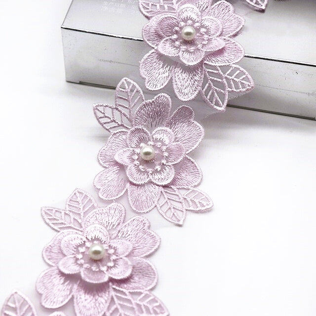 Pearl Lace Flower Trim- 8 Colours