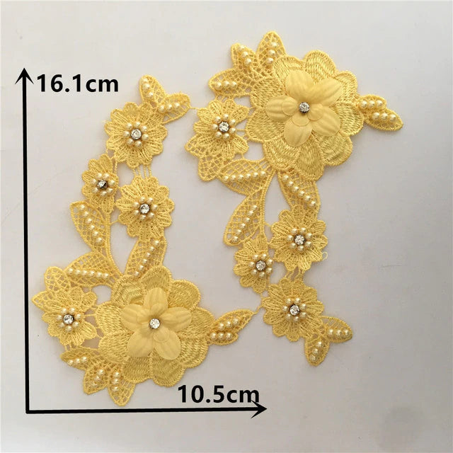 3D Flowers with Pearls- 8 Colours