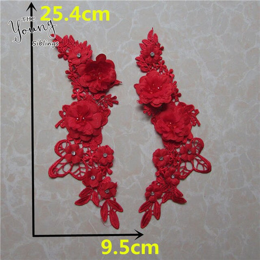 3D Red Flowers with Beads SML - 3D#67