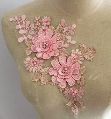 Delicate 3D Flowers with Gold thread-Med - 5 Colours